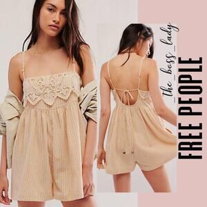 Free People romper floral embroidery eyelets jumpsuit one-piece playsuit Small